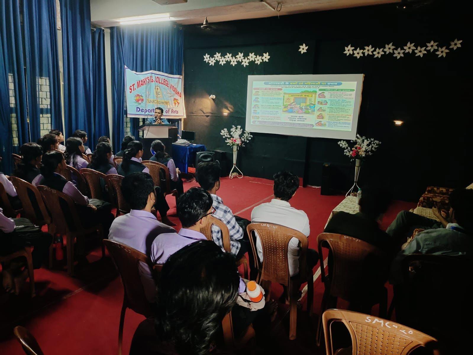 Presentation on Internship by Arts Dept.
